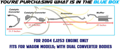 2000-2004 Subaru Legacy 2.5L Complete Exhaust System with Catalytic - For Wagon