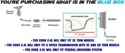 2008-2009 Saturn Aura 2.4L 3.5L Exhaust Intermediate Pipe