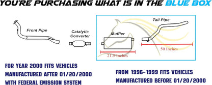 1996-2000 Cherokee 4.0L Muffler and Tail Pipe Exhaust System Kit
