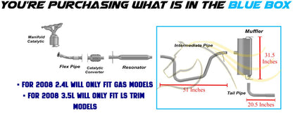 Intermediate Pipe, Muffler and Tail Pipe for 2008-2012 Chevrolet Malibu 2.4L and 2008-2010 Malibu 3.5L