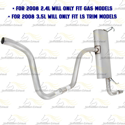 Intermediate Pipe, Muffler and Tail Pipe for 2008-2012 Chevrolet Malibu 2.4L and 2008-2010 Malibu 3.5L
