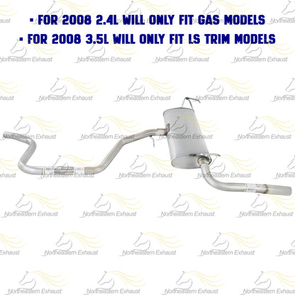 Intermediate Pipe, Muffler and Tail Pipe for 2008-2012 Chevrolet Malibu 2.4L and 2008-2010 Malibu 3.5L