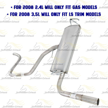 Intermediate Pipe, Muffler and Tail Pipe for 2008-2012 Chevrolet Malibu 2.4L and 2008-2010 Malibu 3.5L