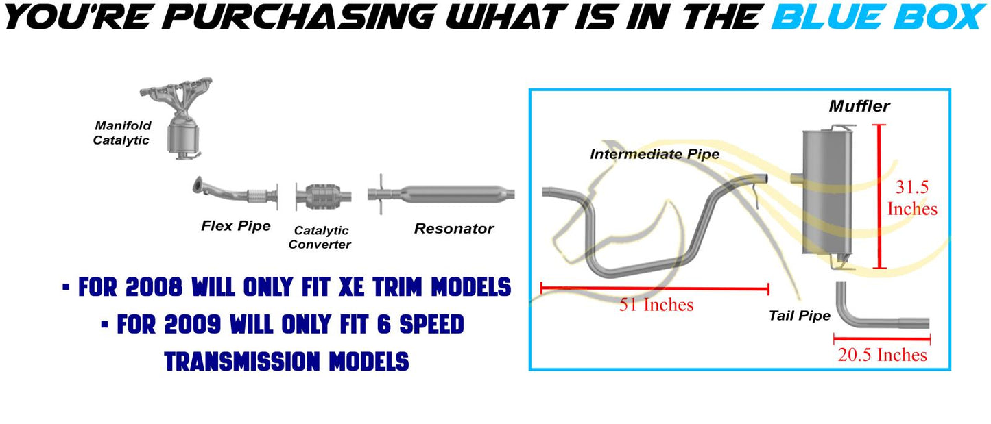 2008-2009 Saturn Aura 2.4L Intermediate Pipe, Muffler and Tail Pipe Exhaust System