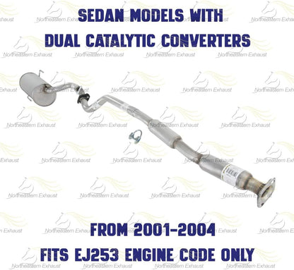2000-2004 Subaru Outback 2.5L Resonator Pipe and Muffler Exhaust System