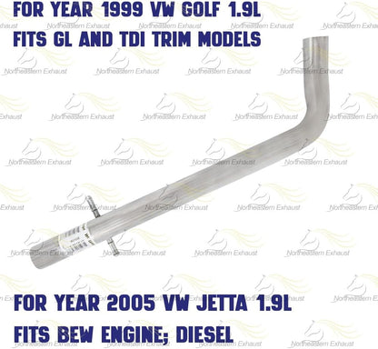 Exhaust Pipe for 1999-2006 Volkswagen Beetle & Golf and 1999-2005 Jetta 1.9L