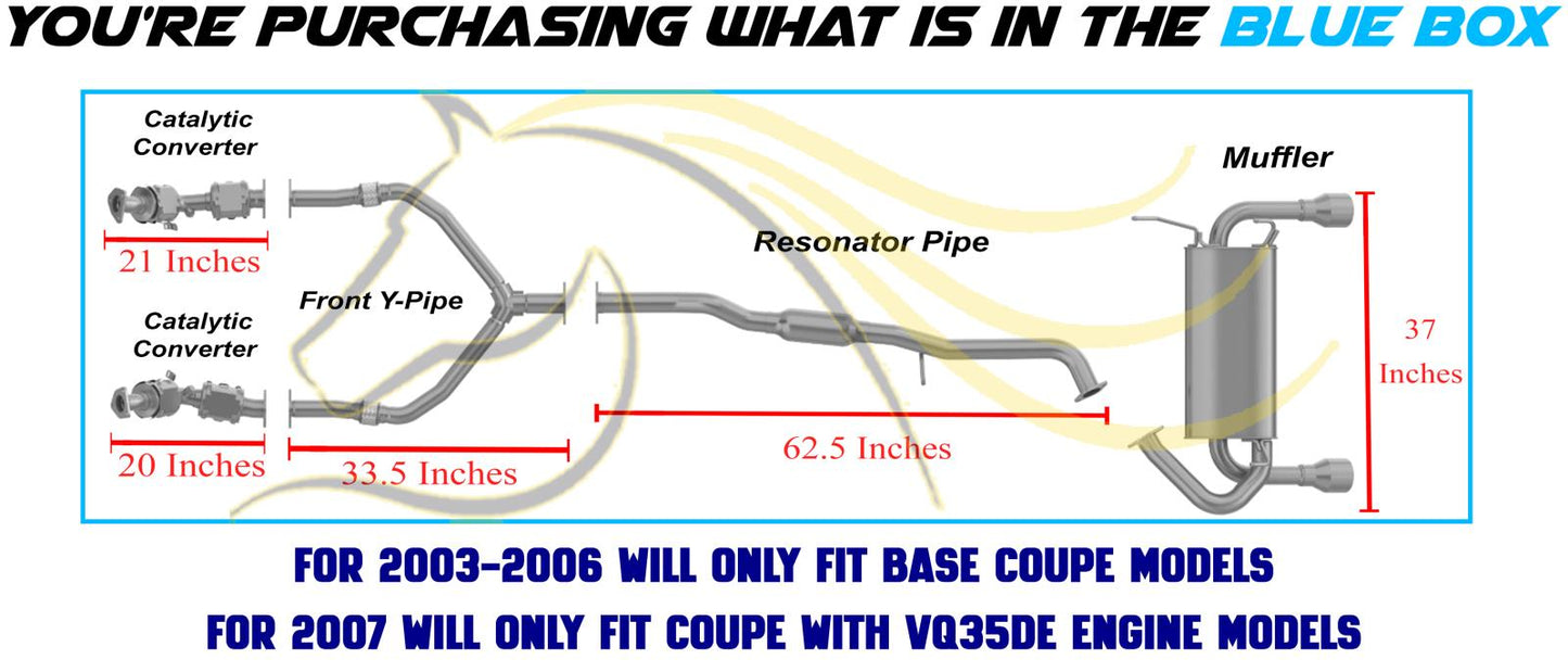 2003-2007 Infiniti G35 3.5L Complete Exhaust System with EPA-Approved Catalytic