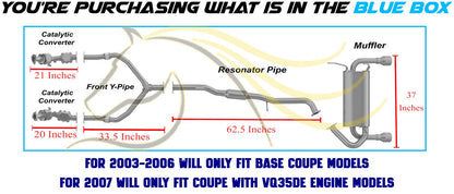 2003-2007 Infiniti G35 3.5L Complete Exhaust System with EPA-Approved Catalytic