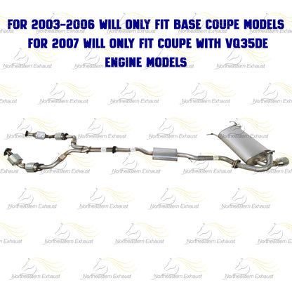 2003-2007 Infiniti G35 3.5L Complete Exhaust System with EPA-Approved Catalytic