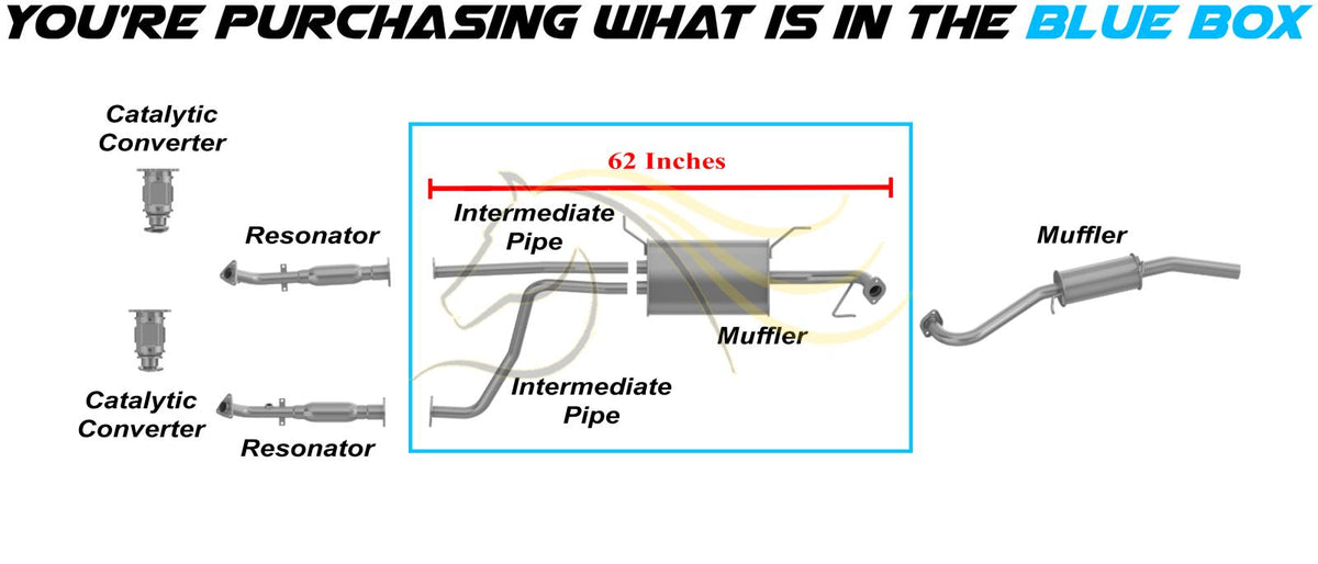 Exhaust Intermediate Pipes and Muffler for 2001-2003 Infiniti QX4 3.5 and 2001-2004 Nissan Pathfinder 3.5L