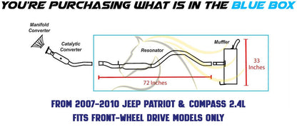 2007-2011 Jeep Patriot and Compass 2.0L 2.4L Resonator and Muffler - FWD