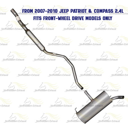 2007-2011 Jeep Patriot and Compass 2.0L 2.4L Resonator and Muffler - FWD