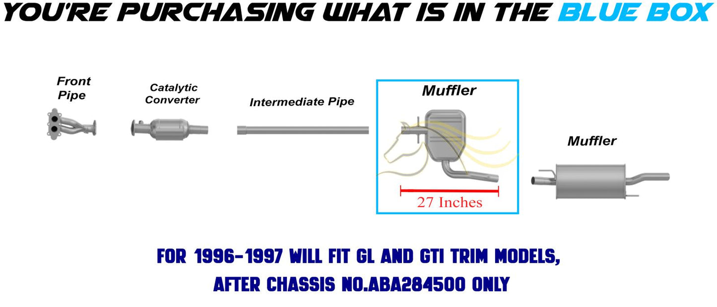 Exhaust Muffler for 1995-2002 Volkswagen Cabrio 2.0L | 1993-1998 Golf 2.0L | 1993-1999 Jetta 2.0L