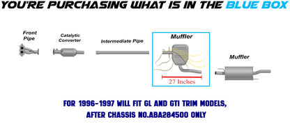 Exhaust Muffler for 1995-2002 Volkswagen Cabrio 2.0L | 1993-1998 Golf 2.0L | 1993-1999 Jetta 2.0L