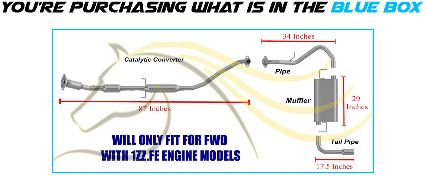 2005-2008 Pontiac Vibe 1.8L Complete Exhaust System Kit with Catalytic
