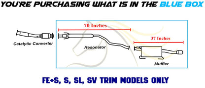 2013-2019 Nissan Sentra 1.8L Exhaust Resonator Pipe and Muffler