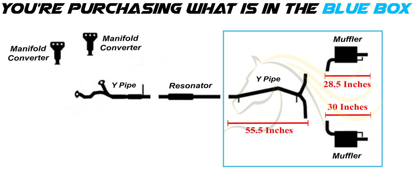 2013-2019 Ford Flex 3.5L Exhaust Y Pipe and Pair of Muffler