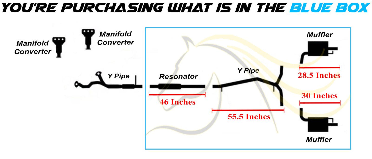 2013-2019 Ford Flex 3.5L Exhaust Resonator Y Pipe and Pair of Muffler