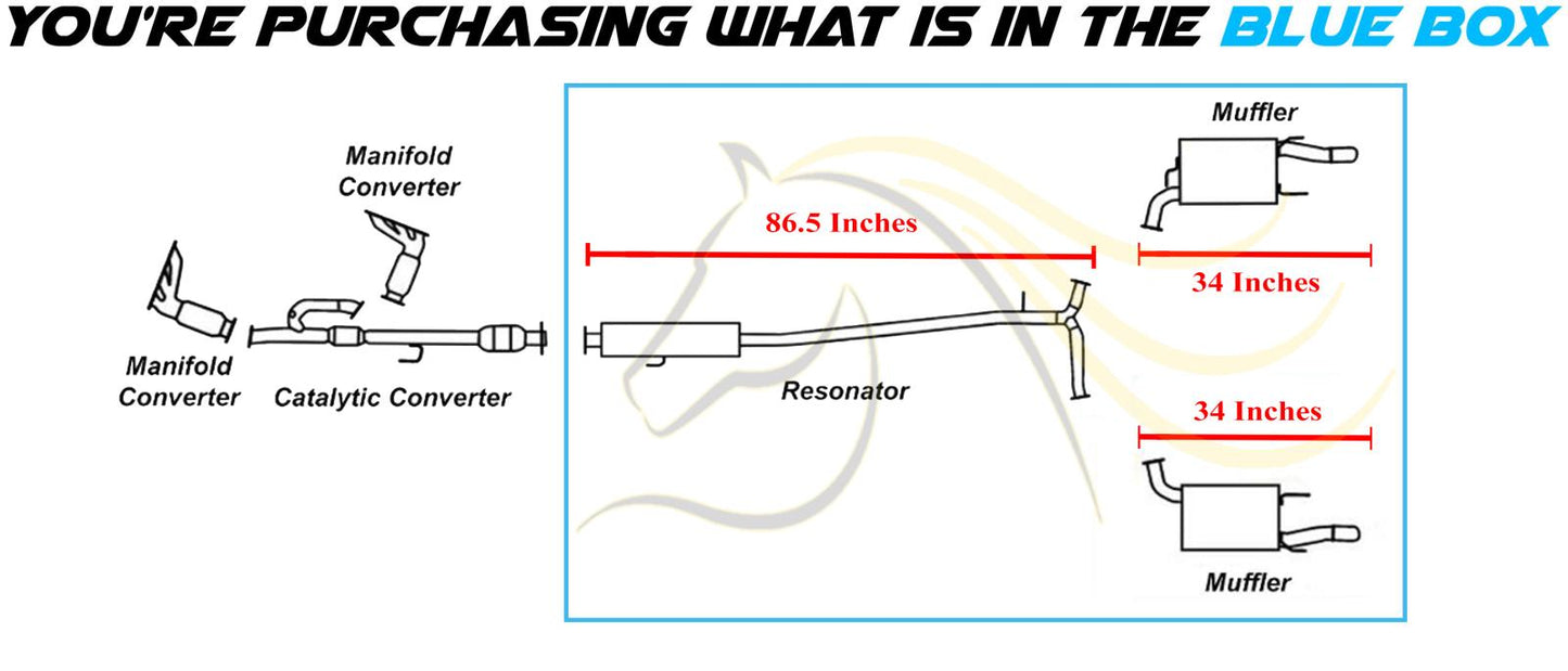 2005-2012 Toyota Avalon 3.5L Exhaust Resonator Pipe and Pair of Muffler