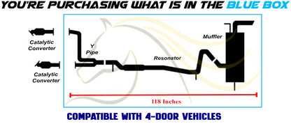 2012-2015 Jeep Wrangler 3.6L Exhaust Y Pipe, Resonator and Muffler