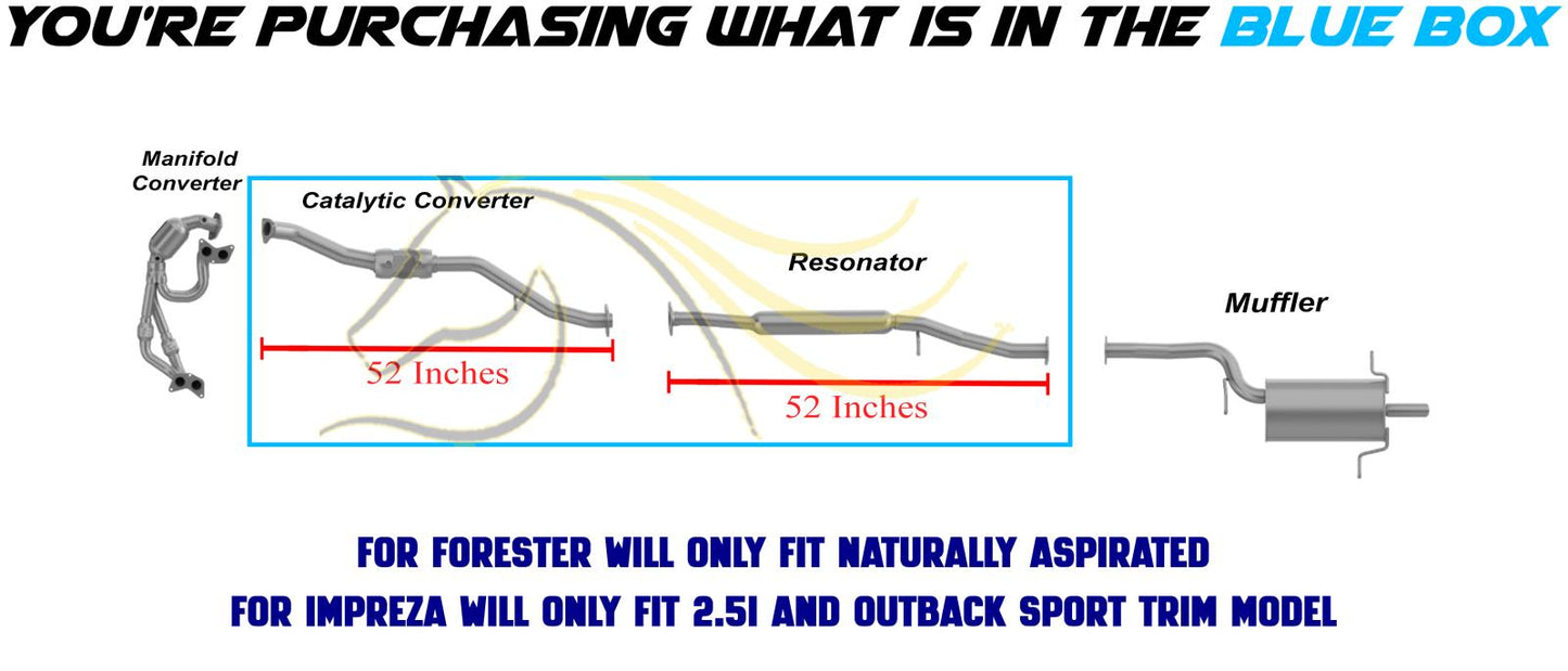 Rear Catalytic Converter and Resonator Pipe Exhaust System Kit for 2006-2007 Subaru Impreza | 2006-2008 Subaru Forester | 2.5L