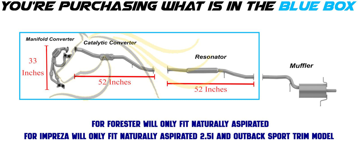 Catalytic Converters and Resonator for 2006-2008 Subaru Forester | 2006-2007 Subaru Impreza | 2.5L