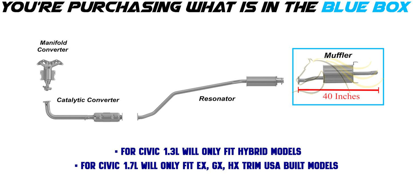 Exhaust Muffler for 2001-2003 Acura EL 1.7L, 2001-2005 Honda Civic 1.7L, and 2003-2005 Civic 1.3L