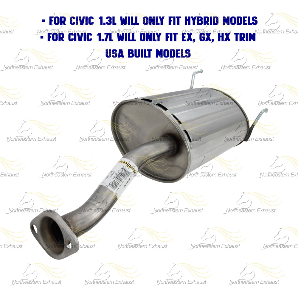 Exhaust Muffler for 2001-2003 Acura EL 1.7L, 2001-2005 Honda Civic 1.7L, and 2003-2005 Civic 1.3L