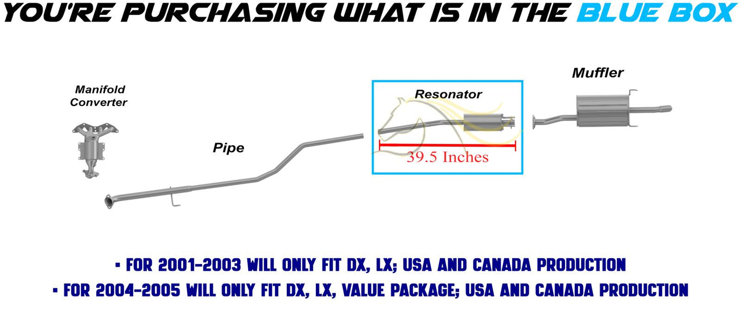 2001-2005 Honda Civic 1.7L Exhaust Resonator Pipe