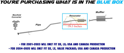 2001-2005 Honda Civic 1.7L Exhaust Resonator Pipe