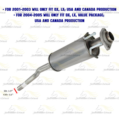 2001-2005 Honda Civic 1.7L Exhaust Resonator Pipe