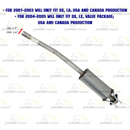 2001-2005 Honda Civic 1.7L Exhaust Resonator Pipe