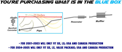 2001-2005 Honda Civic 1.7L Exhaust Pipe | Fit DX and LX Models only built in USA & Canada