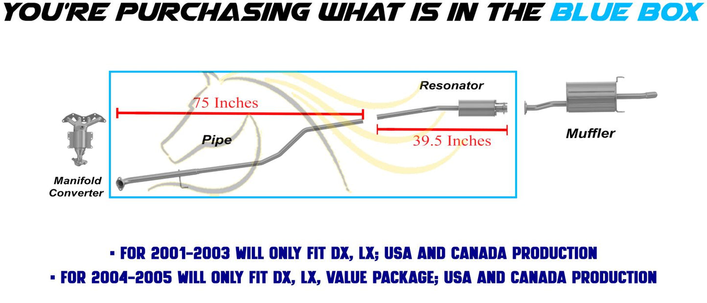 2001-2005 Honda Civic 1.7L Intermediate and Resonator Pipe Exhaust