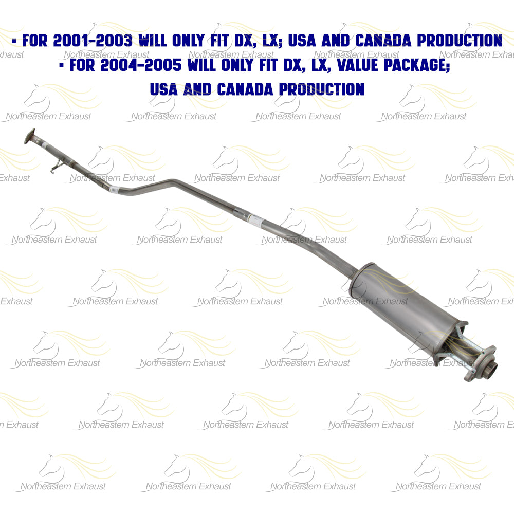 2001-2005 Honda Civic 1.7L Intermediate and Resonator Pipe Exhaust