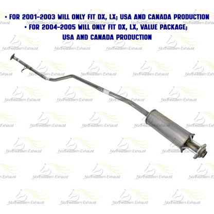 2001-2005 Honda Civic 1.7L Intermediate and Resonator Pipe Exhaust