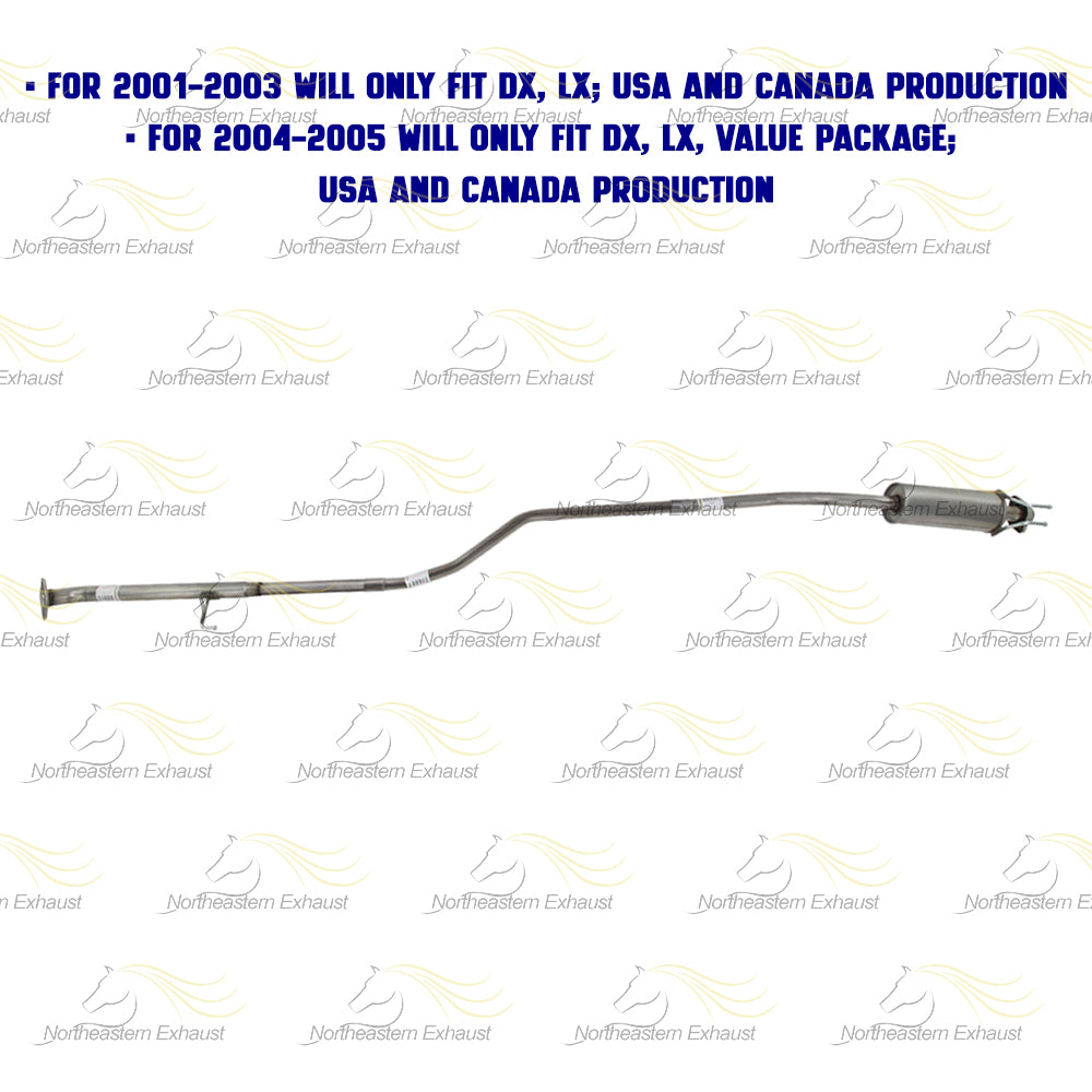 2001-2005 Honda Civic 1.7L Intermediate and Resonator Pipe Exhaust