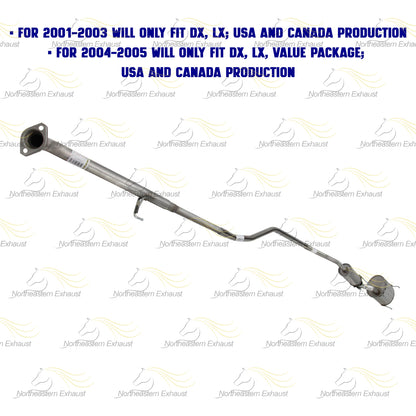 2001-2005 Honda Civic 1.7L Intermediate Pipe, Resonator and Muffler Exhaust