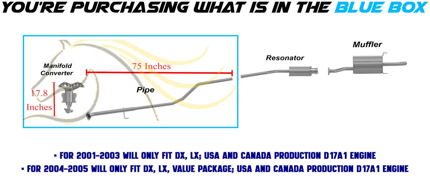 2001-2005 Honda Civic 1.7L Manifold Converter Intermediate Pipe Kit | EPA Approved