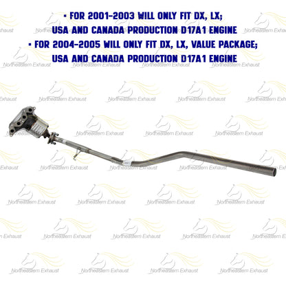 2001-2005 Honda Civic 1.7L Manifold Converter Intermediate Pipe Kit | EPA Approved