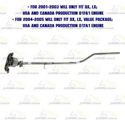 2001-2005 Honda Civic 1.7L Manifold Converter Intermediate Pipe Kit | EPA Approved