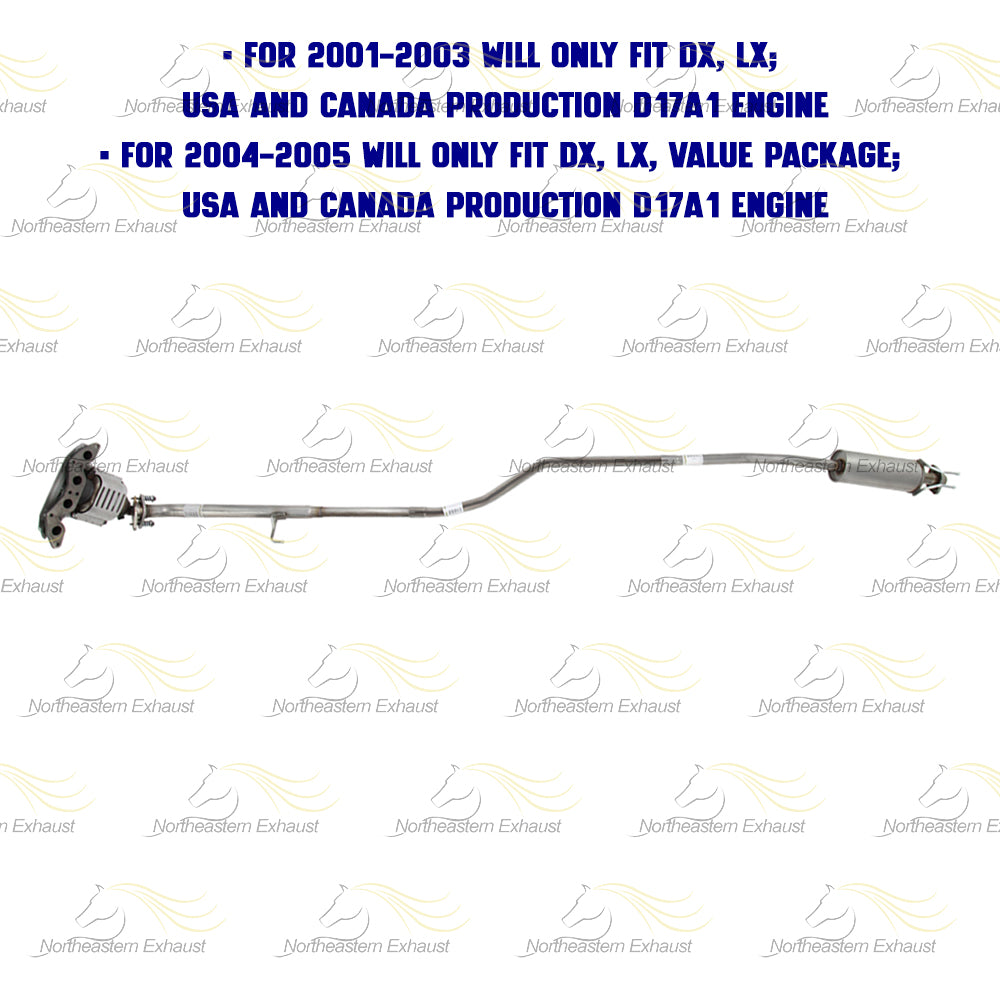 2001-2005 Honda Civic 1.7L EPA Approved Manifold Intermediate Pipe Resonator Kit