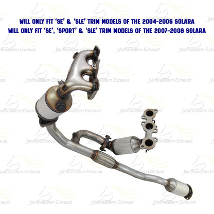 2004-2008 Toyota Solara 3.3L Passenger & Driver-side Exhaust EPA Manifold Rear Catalytic Resonator Pipe