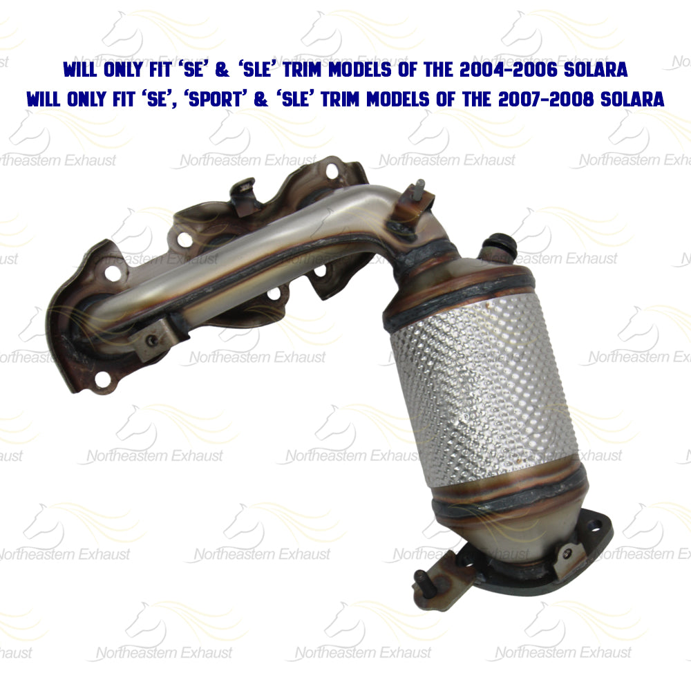 2004-2008 Toyota Solara 3.3L Passenger & Driver-side Exhaust EPA Manifold Rear Catalytic Resonator Pipe