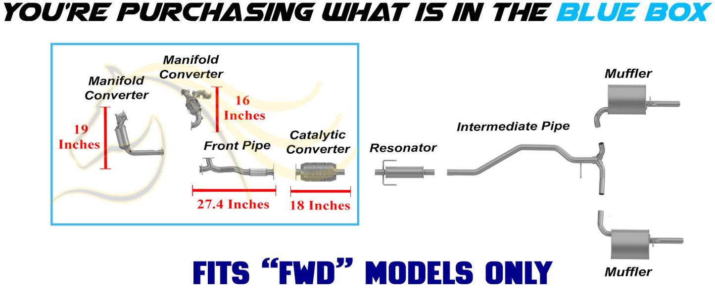 2006-2008 Ford Fusion 3.0L EPA Pair of Manifold Front Pipe & Rear Catalytic Exhaust Kit