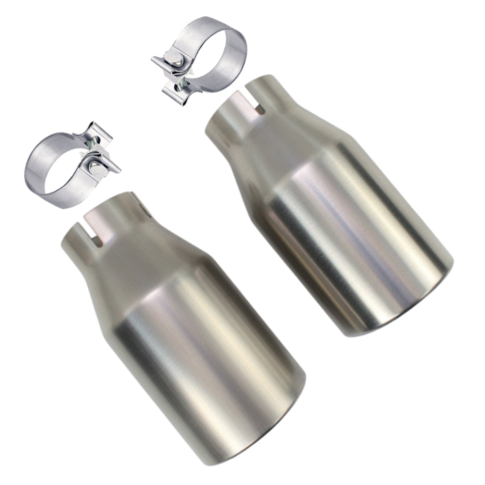 Pair of Stainless Steel Universal Exhaust Tips 2.25" ID, 3.5" OD, 7.3" Long