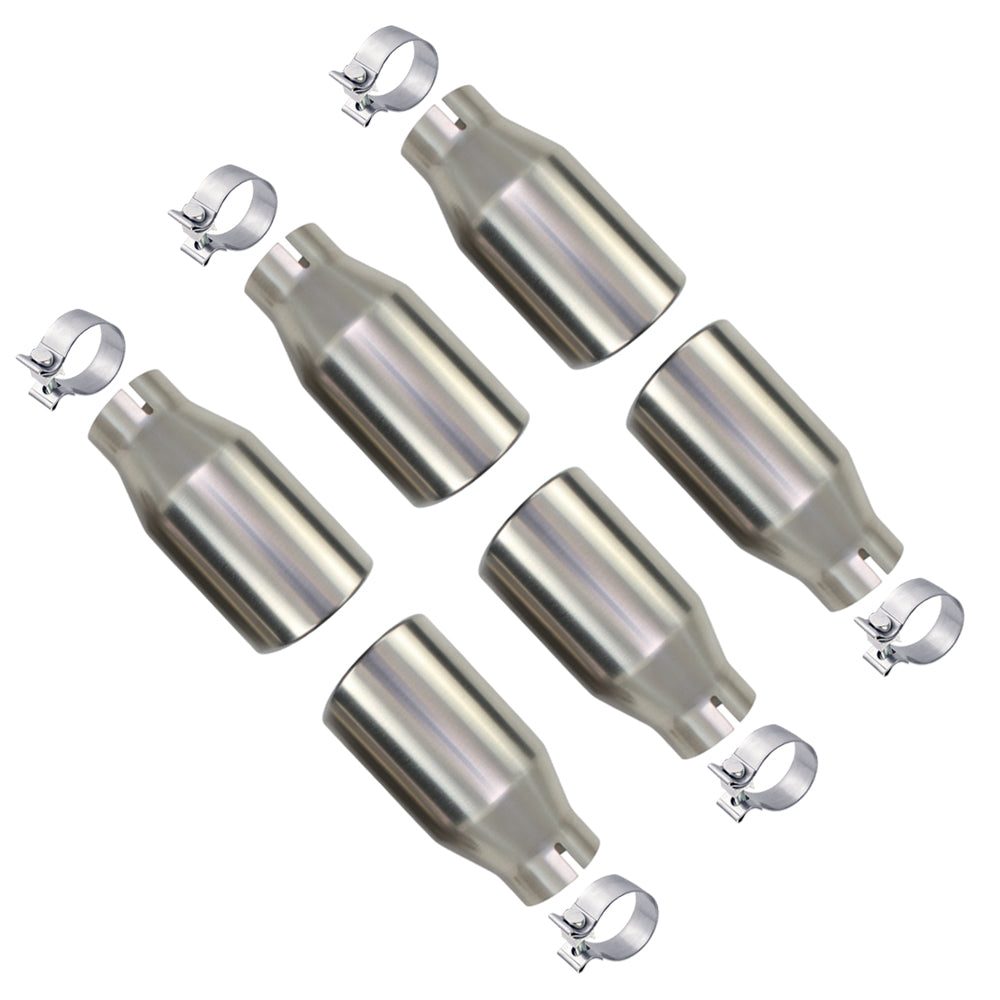 Stainless Steel Universal Exhaust Tips with Clamps x6 - 2.5" ID, 3.5" OD, 7.3" Long