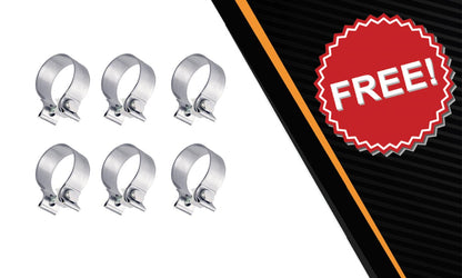Stainless Steel Universal Exhaust Tips with Clamps x6 - 2.5" ID, 3.5" OD, 7.3" Long