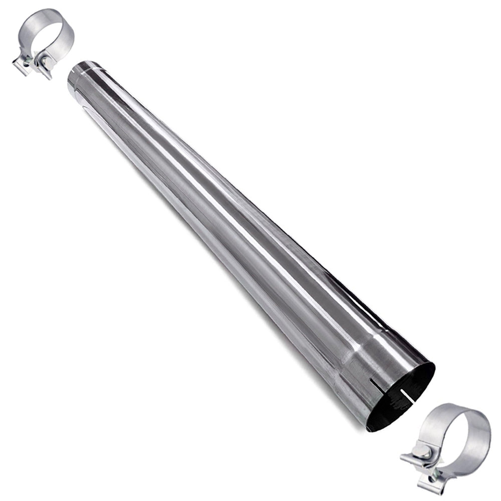 Polished Stainless Steel Exhaust Straight Pipe 5" ID/OD x 51" Long w/ 2 Band Clamps