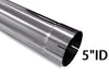 Polished Stainless Steel Exhaust Straight Pipe 5" ID/OD x 51" Long w/ 2 Band Clamps